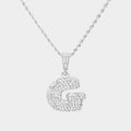 -G- Rhinestone Initial Monogram Pendant Brass Chain Necklace