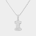 -I- Rhinestone Initial Monogram Pendant Brass Chain Necklace