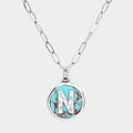 -N- Initial Monogram Turquoise Pendant Necklace