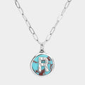 -R- Initial Monogram Turquoise Pendant Necklace
