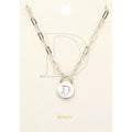-D- Brass Metal Initial Monogram Lock Pendant Necklace