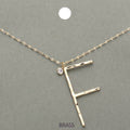 -F- Initial Monogram Brass Metal Pendant Necklace