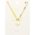-L- Brass Metal Initial Monogram Lock Pendant Necklace