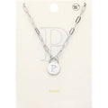 -P- Brass Metal Initial Monogram Lock Pendant Necklace
