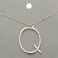 -Q- Initial Monogram Brass Metal Pendant Necklace