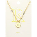 -R- Brass Metal Initial Monogram Lock Pendant Necklace