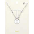 -T- Brass Metal Initial Monogram Lock Pendant Necklace