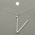 -V- Initial Monogram Brass Metal Pendant Necklace