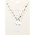 -W- Brass Metal Initial Monogram Lock Pendant Necklace