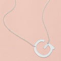 G- White Gold Dipped Initial Monogram Pendant Necklace