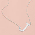 -J- White Gold Dipped Initial Monogram Pendant Necklace