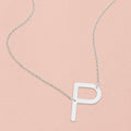 -P- White Gold Dipped Initial Monogram Pendant Necklace