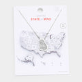 White Gold Dipped Georgia State Pendant Necklace