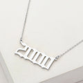 White Gold Dipped 2000 Birth Year Plate Pendant Necklace