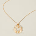 Floral Encased Botanical Ring Pendant Necklace