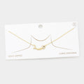 Gold Dipped CZ Fishbone Pendant Necklace