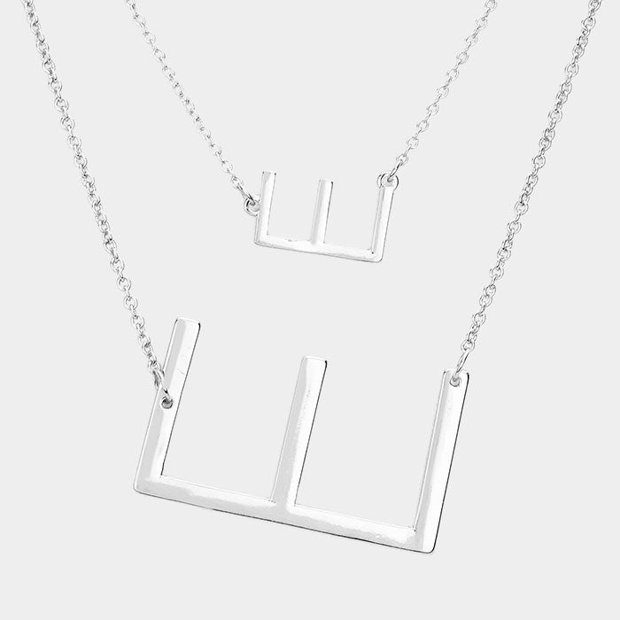 -E- Initial Monogram 2Row Strand Double Detachable Chain Necklace