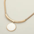 Round Pendant Accent Ribbed Chain Necklace