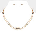SEXY Metal Oval Message Pendant Necklace