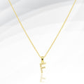 -F- Stainless Steel CZ Stone Paved Initial Monogram Pendant Necklace