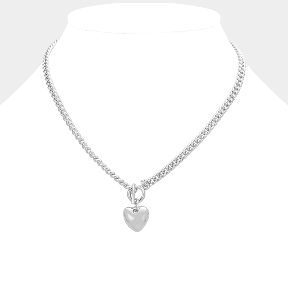 Heart pendant toggle necklace
