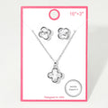 Silver Dipped Quatrefoil Stone Pendant Necklace