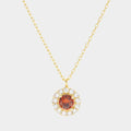 Gold Dipped CZ Round Pendant Necklace