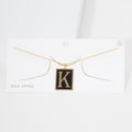 -K- Gold Dipped Enamel Rectangle Initial Monogram Pendant Necklace
