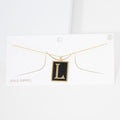 -L- Gold Dipped Enamel Rectangle Initial Monogram Pendant Necklace