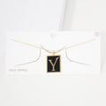 -Y- Gold Dipped Enamel Rectangle Initial Monogram Pendant Necklace