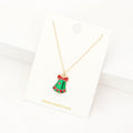 Enamel Christmas Bell Pendant Necklace