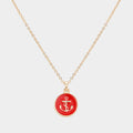 Enamel Anchor Disc Pendant Necklace