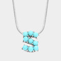 -S- Natural Stone Initial Monogram Pendant Necklace