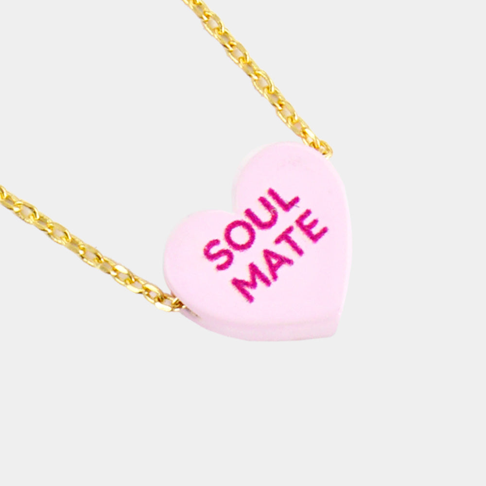 Soul Mate Message Heart Pendant Necklace