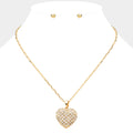 Stone Paved Heart Pendant Necklace