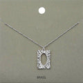 Brass Metal Rectangle Pendant Necklace
