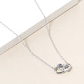 White Gold Dipped Double Heart Link Pendant Necklace
