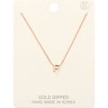 -F- Gold Dipped Initial Monogram Metal Pendant Necklace