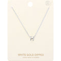 -H- White Gold Dipped Initial Monogram Metal Pendant Necklace