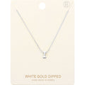 -I- White Gold Dipped Initial Monogram Metal Pendant Necklace