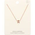 -R- Gold Dipped Initial Monogram Metal Pendant Necklace