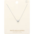 -W- White Gold Dipped Initial Monogram Metal Pendant Necklace