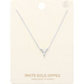 -Y- White Gold Dipped Initial Monogram Metal Pendant Necklace
