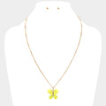 Glittered Resin Butterfly Pendant Necklace