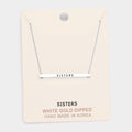'Sisters' Horizontal Metal Bar Pendant Necklace