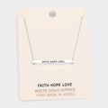 'Faith Hope Love' Horizontal Metal Bar Pendant Necklace