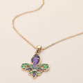 Women's Enamel Fleur de Lis Pendant Necklace