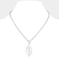 Cut Out Metal Leaf Pendant Toggle Necklace