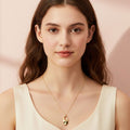 18K Gold Dipped Abstract Oval Pendant Necklace
