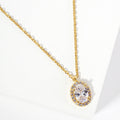 Gold Dipped Oval CZ Stone Pendant Necklace